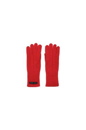 Wool Cash Gloves, Red