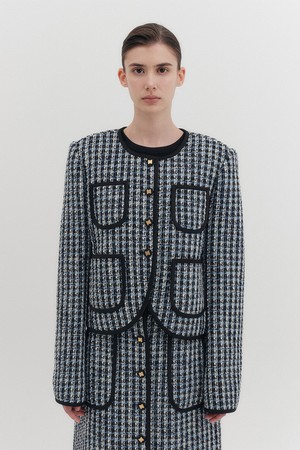 [S] 패널 숏 자켓 - 블루 멀티