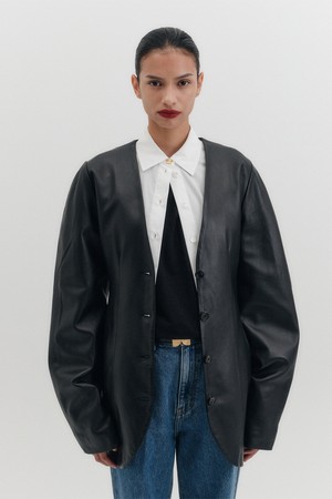 [S] 아워글래스 레더 자켓 - 블랙_B for Binding