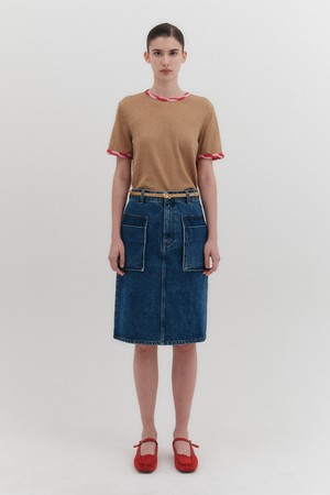 포켓 데님 스커트 - 데님 블루