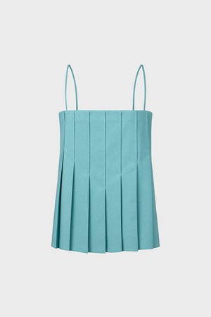 플리츠 슬리브리스 탑 - 라이트 블루