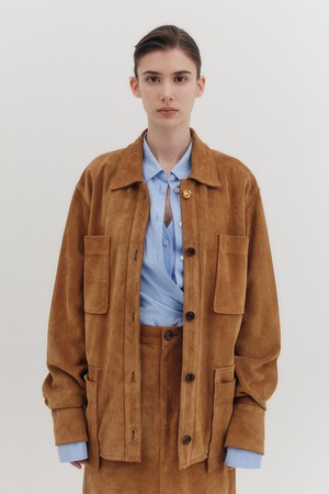포켓 스웨이드 자켓 - 카멜
