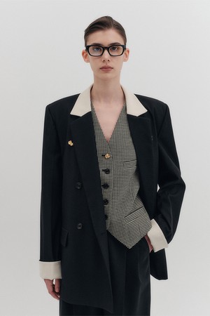 싱글 브레스티드 블레이저 - 블랙