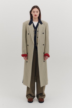 벨티드 롱 코트 - 베이지