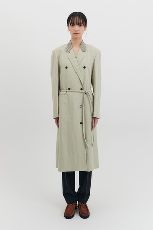 벨티드 롱 코트 - 민트
