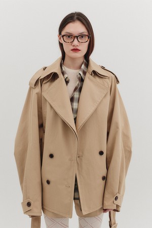 하프 트렌치 코트 - 카멜