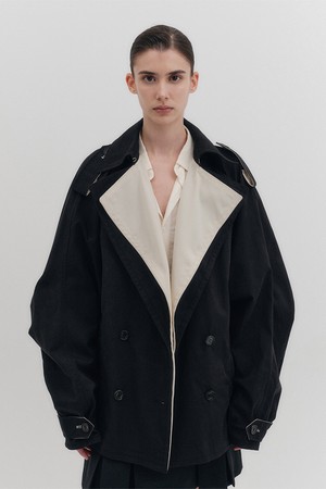 하프 트렌치 코트 - 블랙