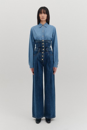 [D] 005  하이 스트럭쳐 와이드 데님 - 블루