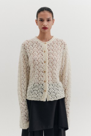 크로셰 니트 가디건 - 아이보리