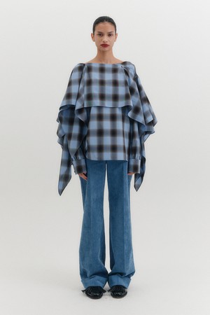 코듀로이 턴업 팬츠 - 블루