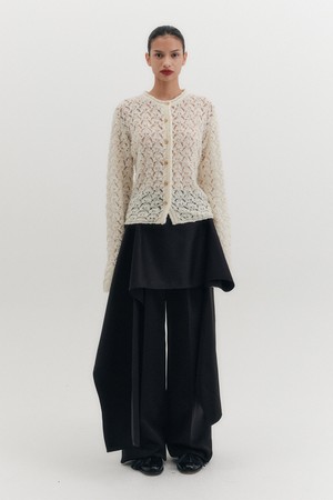 레이어드 랩 팬츠 - 블랙