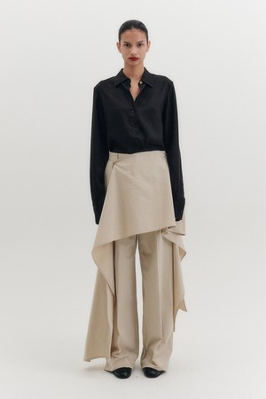 레이어드 랩 팬츠 - 베이지