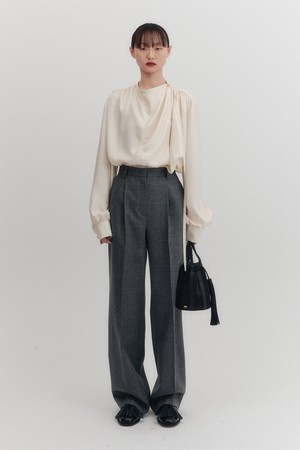 핀턱 릴렉스 팬츠 - 그레이