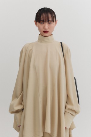 하이넥 플로우 블라우스 - 옐로우