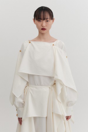 트랜스포머블 레이어드 블라우스 - 아이보리