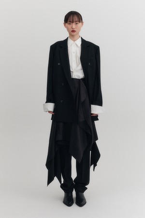 트랜스포머블 더블 브레스티드 블레이저 - 블랙