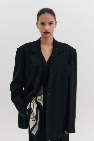 베스트 레이어드 싱글 블레이저 - 블랙