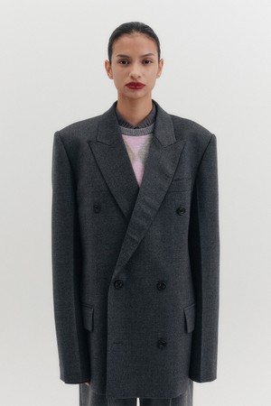 더블 브레스티드 블레이저 - 그레이