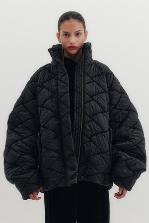 퀼티드 패딩 점퍼 - 블랙