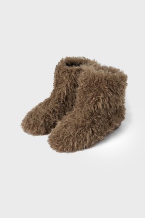 퍼 앵클 부츠 - 카멜