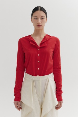 레이어드 저지 티셔츠 - 레드