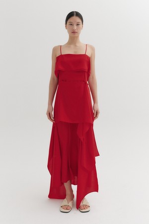 레이어드 맥시 드레스 - 레드