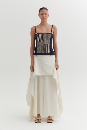 레이어드 롱 스커트 - 아이보리