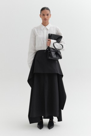 레이어드 롱 스커트 - 블랙