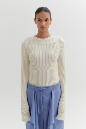 레이어드 니트 탑 - 아이보리