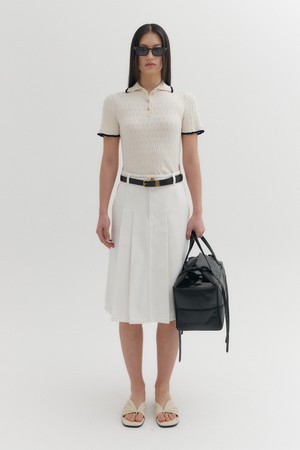 102 플리츠 데님 스커트 - 화이트