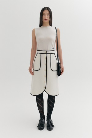 트림 패널 스커트 - 아이보리