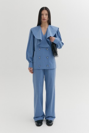 릴렉스드 밴드 웨이스트 팬츠 - 블루