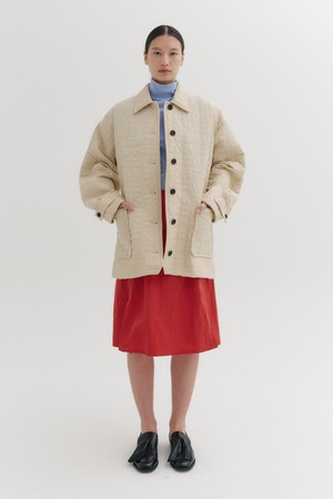 포켓 에이라인 스커트 - 레드