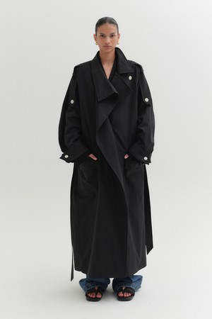 릴렉스 트렌치 코트 - 블랙