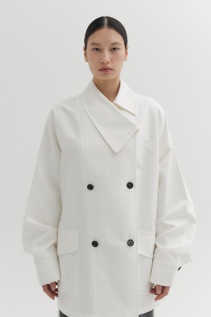 언밸런스 카라 점퍼 - 아이보리