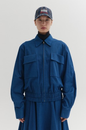 투 포켓 봄버 자켓 - 블루