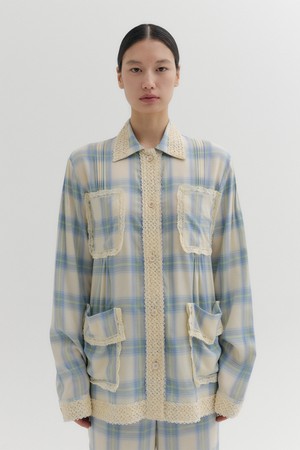 레이스 트림 셔츠 - 멀티