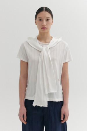 후디 숏 슬리브 티셔츠 - 아이보리