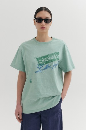 잉크 로고 숏 슬리브 티셔츠 - 그린