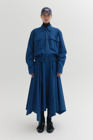 드레이프 롱 스커트 - 블루