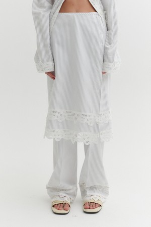 레이스 트림 스커트 - 아이보리