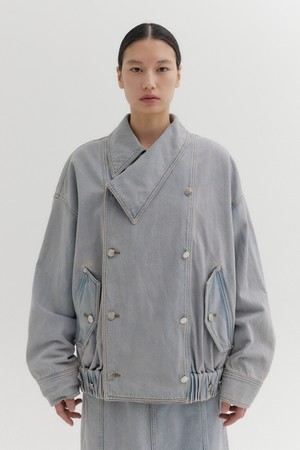 언발란스 카라 점퍼 - 핑크 워시드