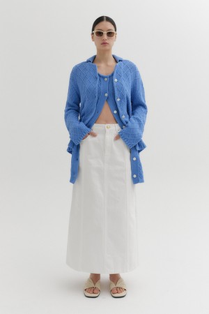 에이라인 데님 스커트 - 화이트