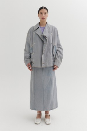 에이라인 데님 스커트 - 핑크 워시드