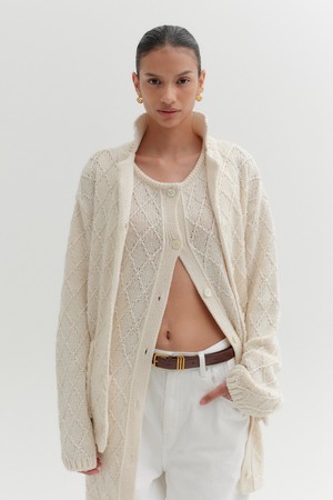 텍스처 니트 가디건 - 아이보리