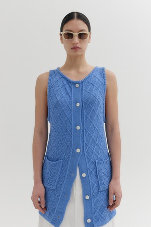 텍스처 롱 베스트 - 스카이 블루
