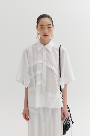 패널 디테일 셔츠 - 화이트