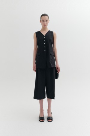 테일러드 미디 팬츠 - 블랙