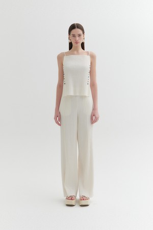 플리츠 스트레이트 팬츠 - 아이보리