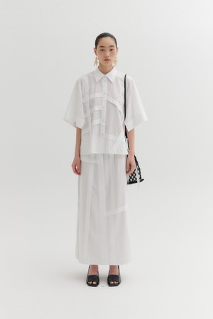 패널 디테일 스커트 - 화이트